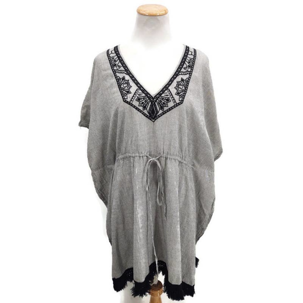 Flying Tomato gray white stripe swim cover up in M